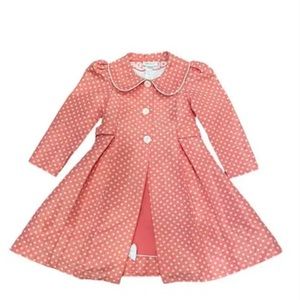 Bonnie Jean Coral & White Polkadot 2 pc Dress & Matching Coat 4T. Easter Dress